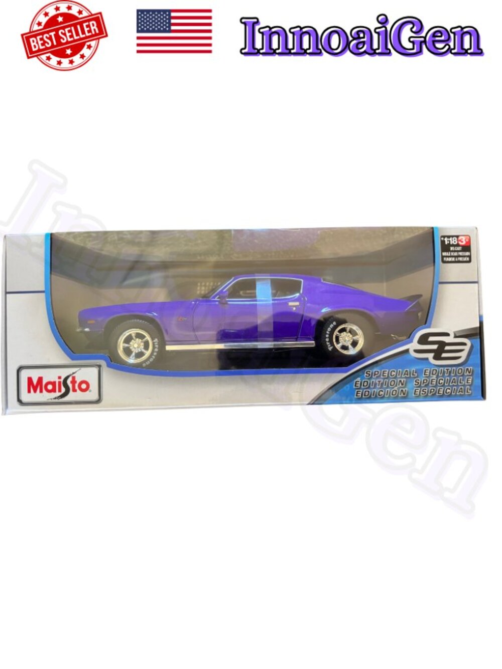 Maisto 1:18 Special Edition 1971 Chevrolet Camaro Diecast Model Car Purple NWB
